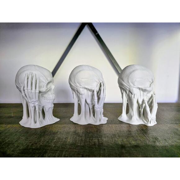 Hear No Evil, See No Evil, Speak No Evil Melting Skulls 3d Figure Set - Picture 2 of 6